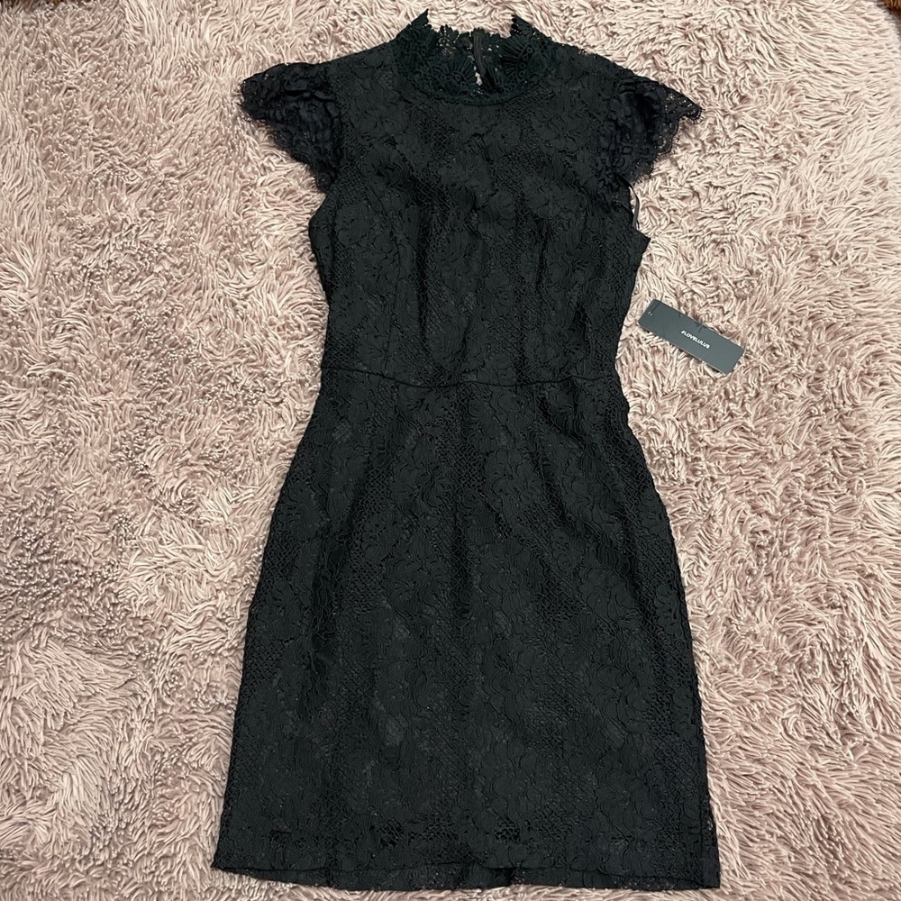 Lulu's Black Lace Mini Dress